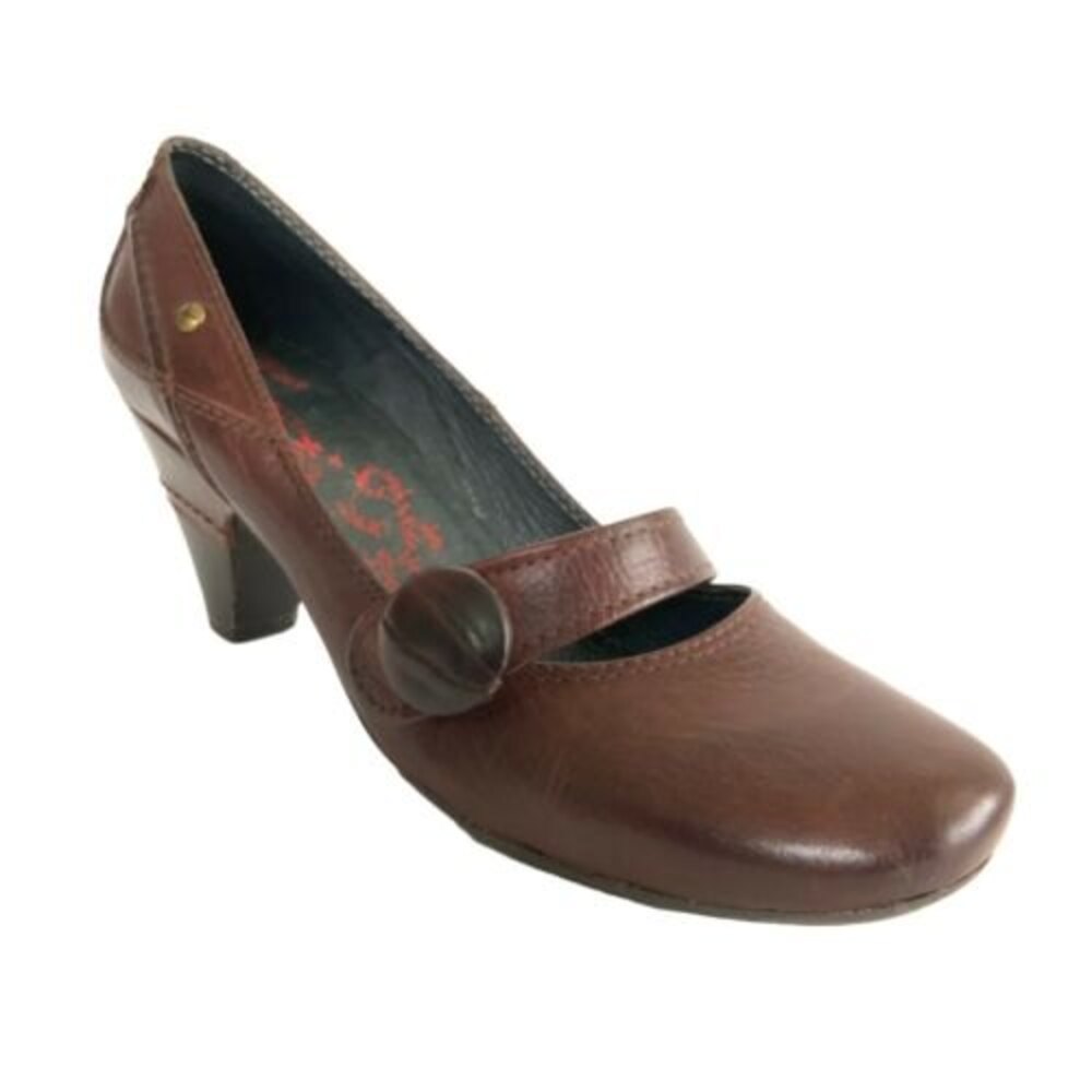 Pikolinos Leather Mary Jane Square-toe Block Pumps Brown 38